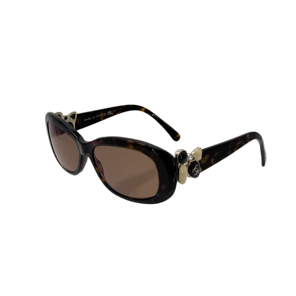 CHANEL VINTAGE SUNGLASSES COCOMARK RHINESTONE TORTOISESHELL BROWN EYEWEAR 90283098