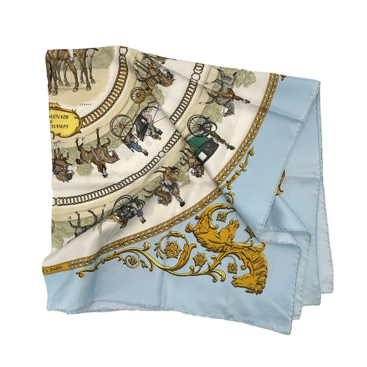 HERMES CARRELA 90 PROMENADE DE LONGCHAMPS SCARF SILK MULTICOLOR 90283106