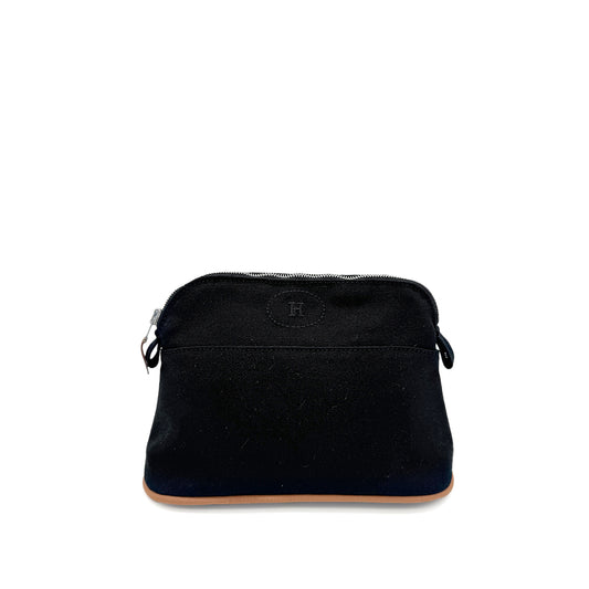 HERMES BOLIDE POUCH 20 BLACK TOILE H 90283108