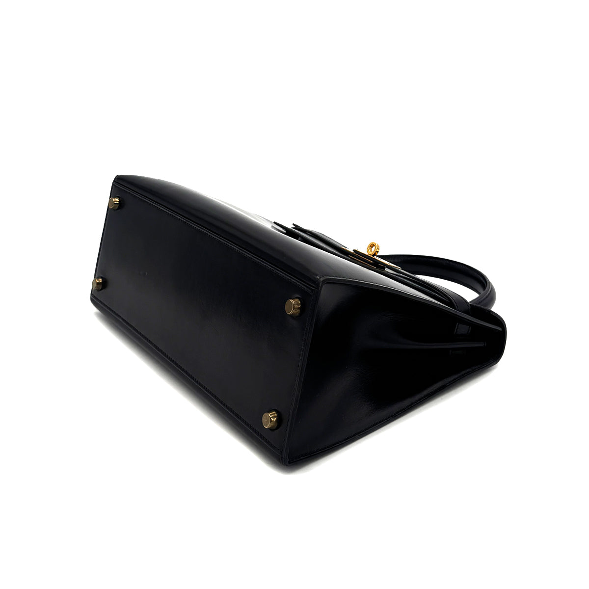 HERMES KELLY 28 SELLIER BLACK BOXCALF HAND BAG 〇S GHW 90283109