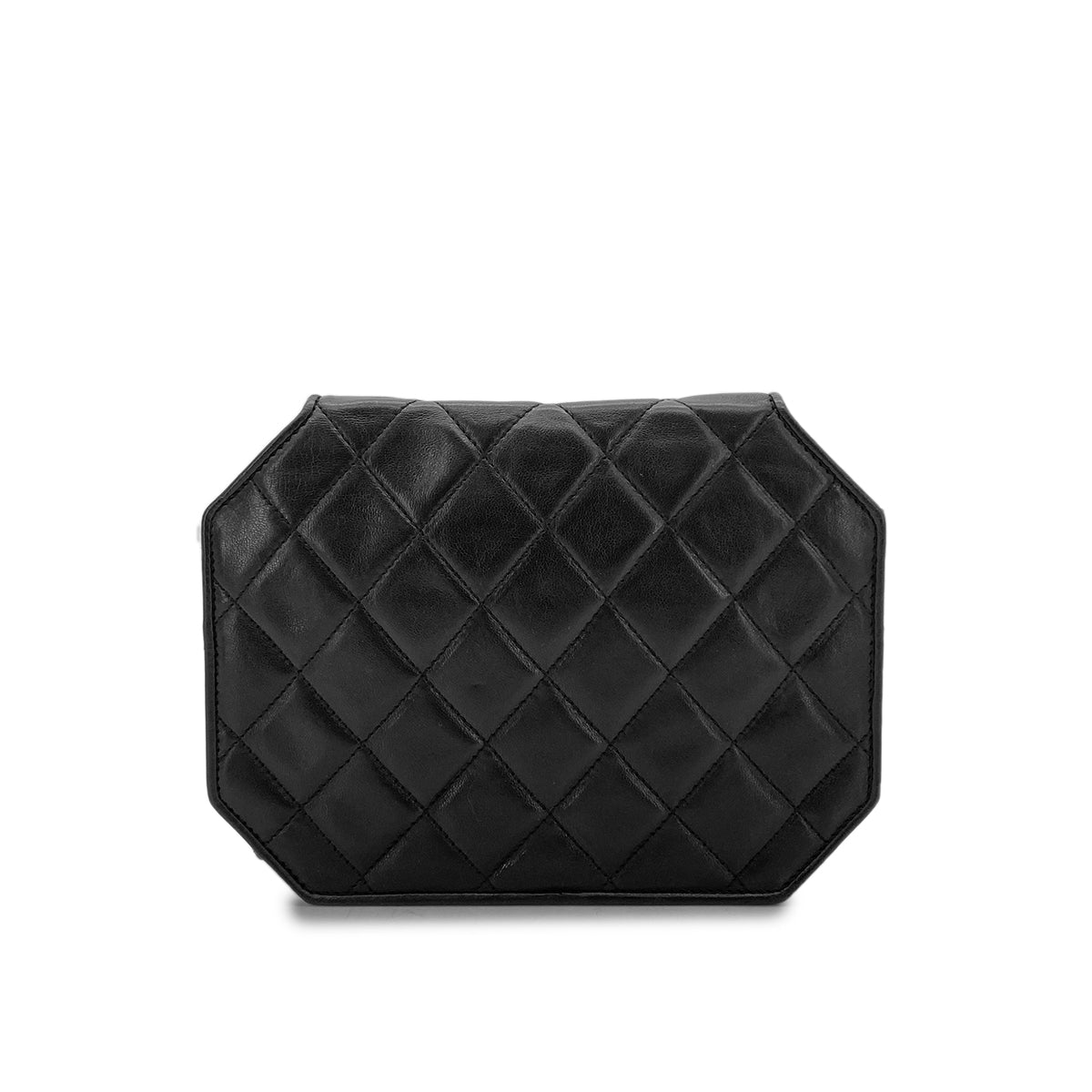 CHANEL VINTAGE MATELASSE CHAIN SHOULDER BAG BLACK LAMB SKIN 90283111