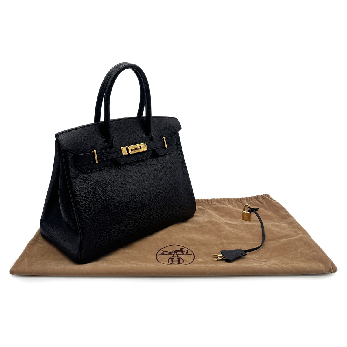 HERMES BIRKIN 30 BLACK ARDENNES HAND BAG □G GHW 90283112