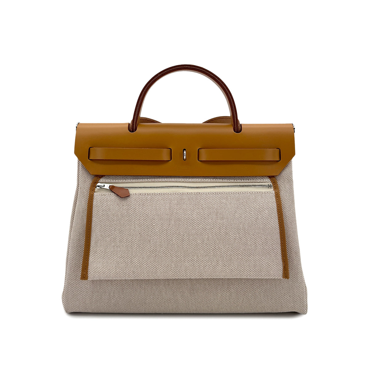 HERMES HERBAG ZIP PM 31 BRIDES DE GALA TOTE SHOULDER BAG NATUREL SABLE ECRU VACHE HUNTER TOILE H RELIEF Z SHW 90283116