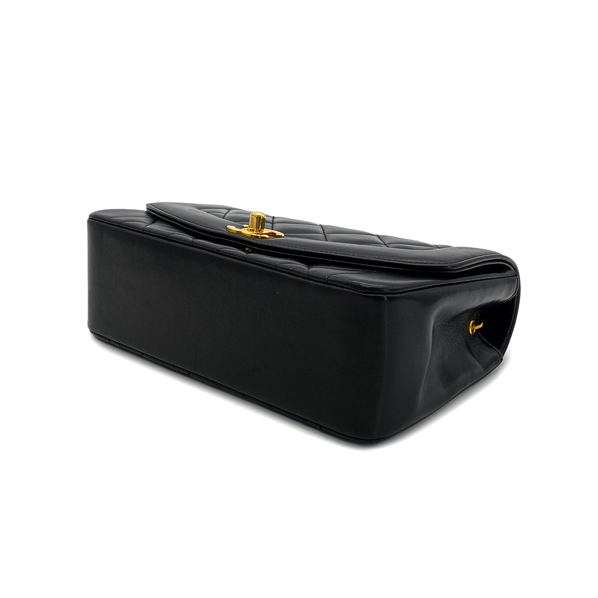 CHANEL VINTAGE DIANA SMALL CHAIN SHOULDER BAG BLACK LAMB SKIN 90283117