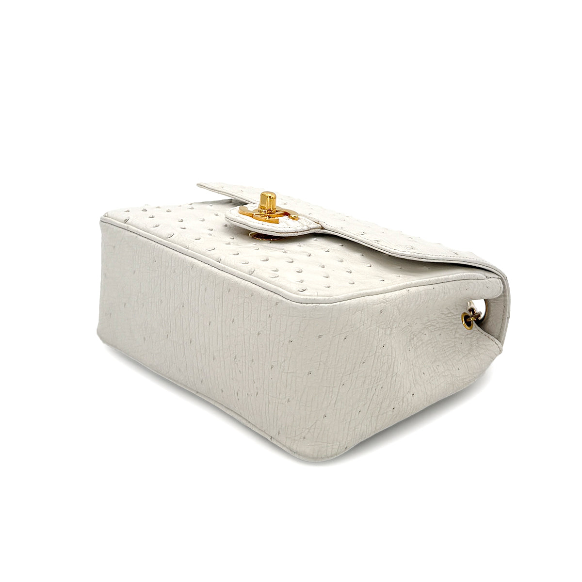 CHANEL VINTAGE MINI SQUARE 17 CHAIN SHOULDER BAG WHITE OSTRICH 90283121