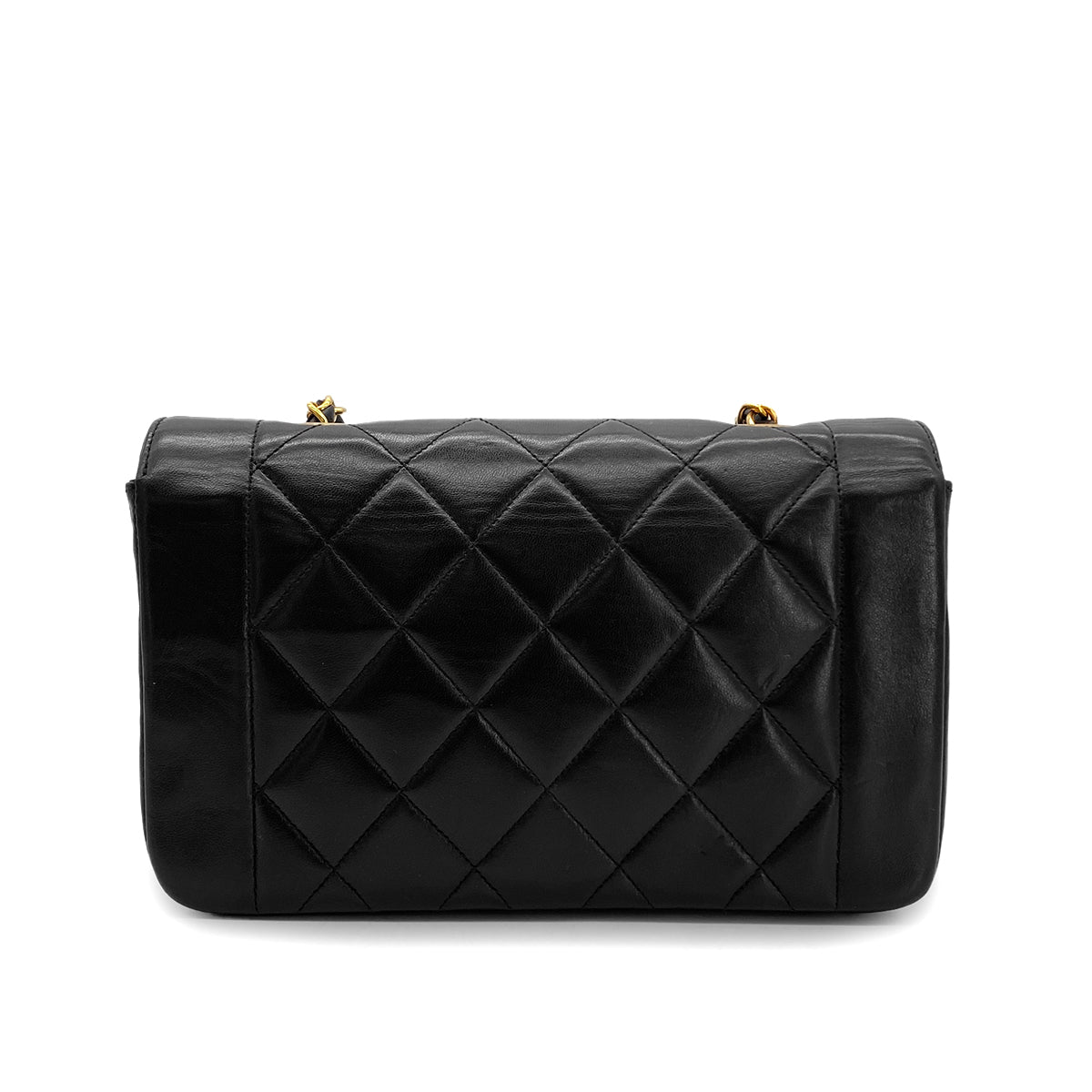 CHANEL VINTAGE DIANA SMALL CHAIN SHOULDER BAG BLACK LAMB SKIN 90283123