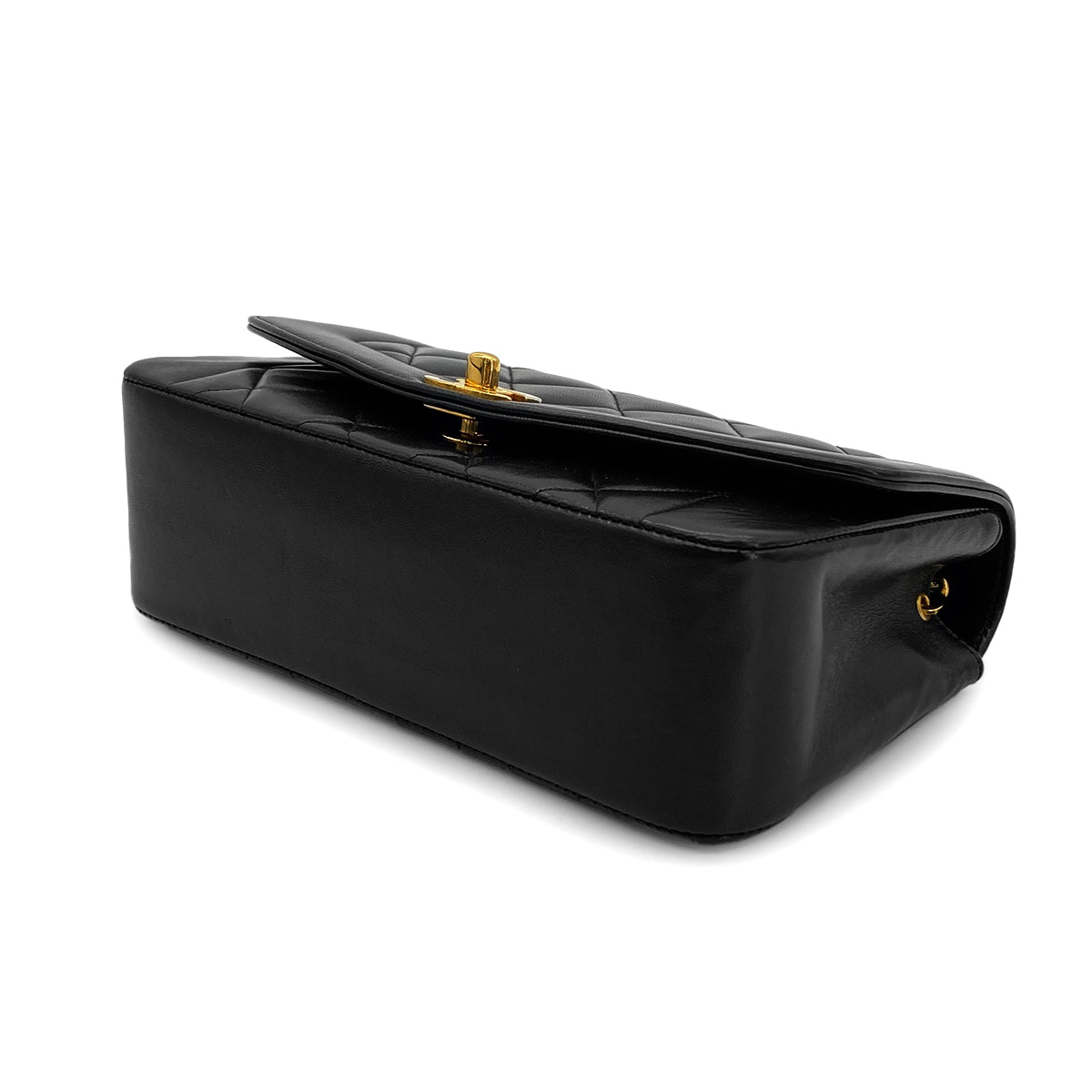 CHANEL VINTAGE DIANA SMALL CHAIN SHOULDER BAG BLACK LAMB SKIN 90283123