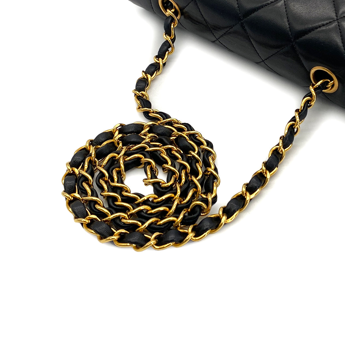 CHANEL VINTAGE DIANA SMALL CHAIN SHOULDER BAG BLACK LAMB SKIN 90283123