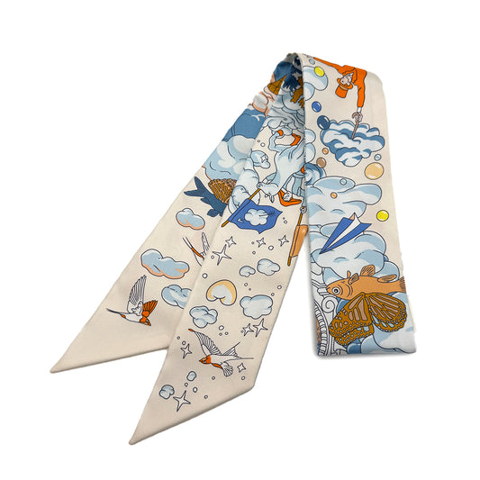 HERMES TWILLY SUR MON NUAGE SCARF MULTICOLOR SILK 90283131