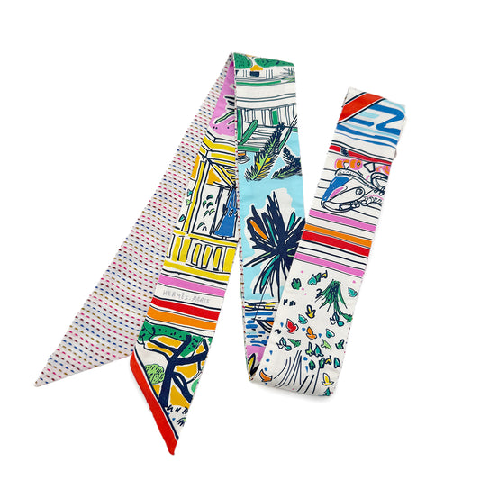 HERMES TWILLY TWINS RAYURES D'ETE SCARF MULTICOLOR SILK 90283137