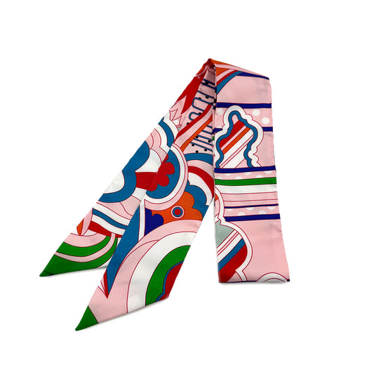 HERMES TWILLY FAUBOURG RAINBOW SCARF MULTICOLOR SILK 90283140