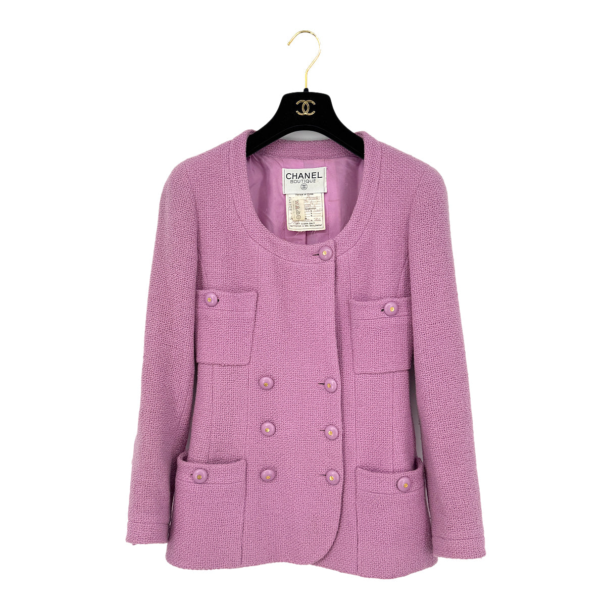 CHANEL VINTAGE COCO BUTTON JACKET LAVENDER WOOL 36 98 RTW 90283143