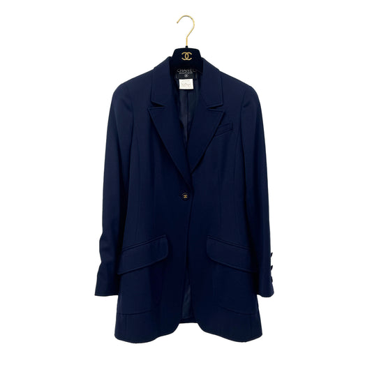 CHANEL VINTAGE COCO BUTTON JACKET NAVY WOOL 40 97P RTW 90283144
