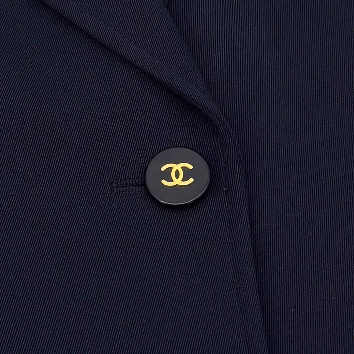 CHANEL VINTAGE COCO BUTTON JACKET NAVY WOOL 40 97P RTW 90283144