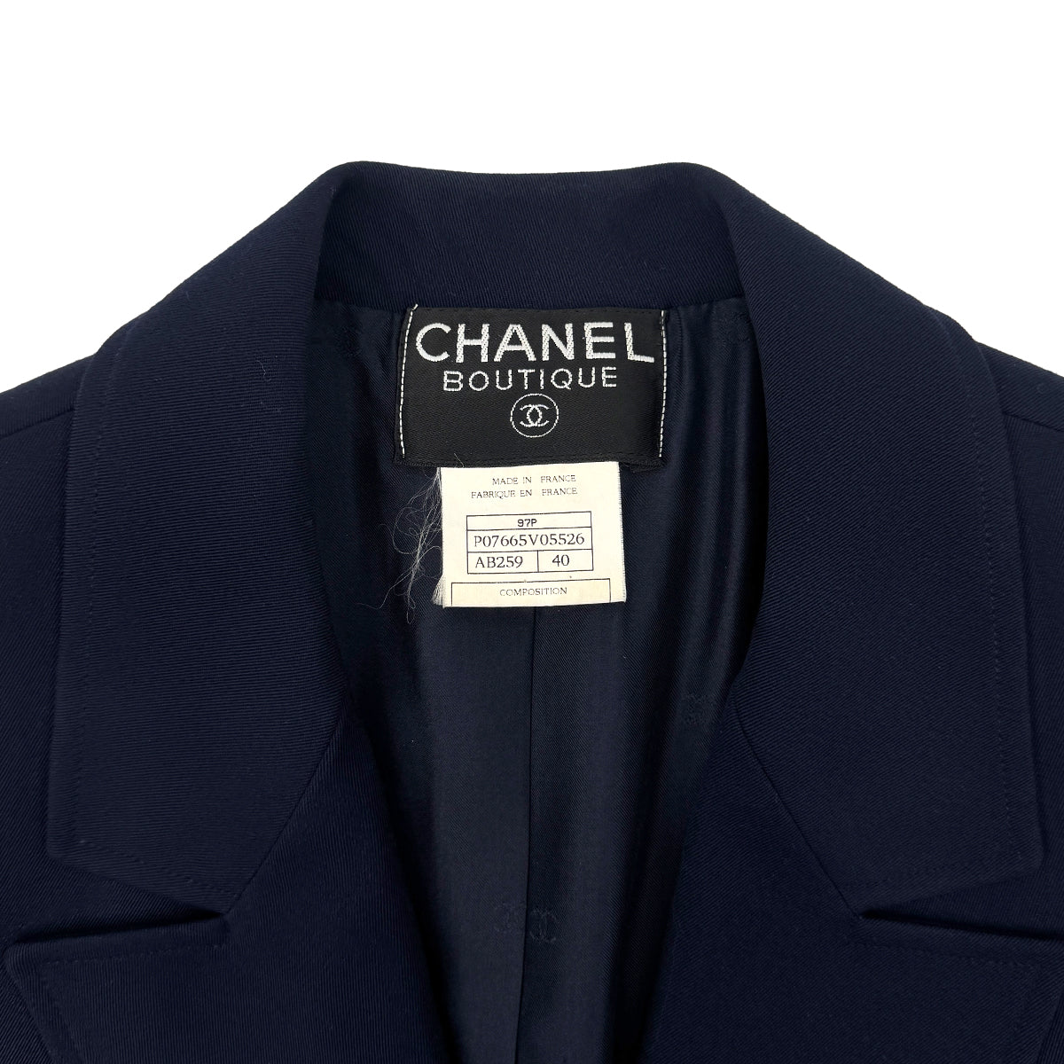 CHANEL VINTAGE COCO BUTTON JACKET NAVY WOOL 40 97P RTW 90283144