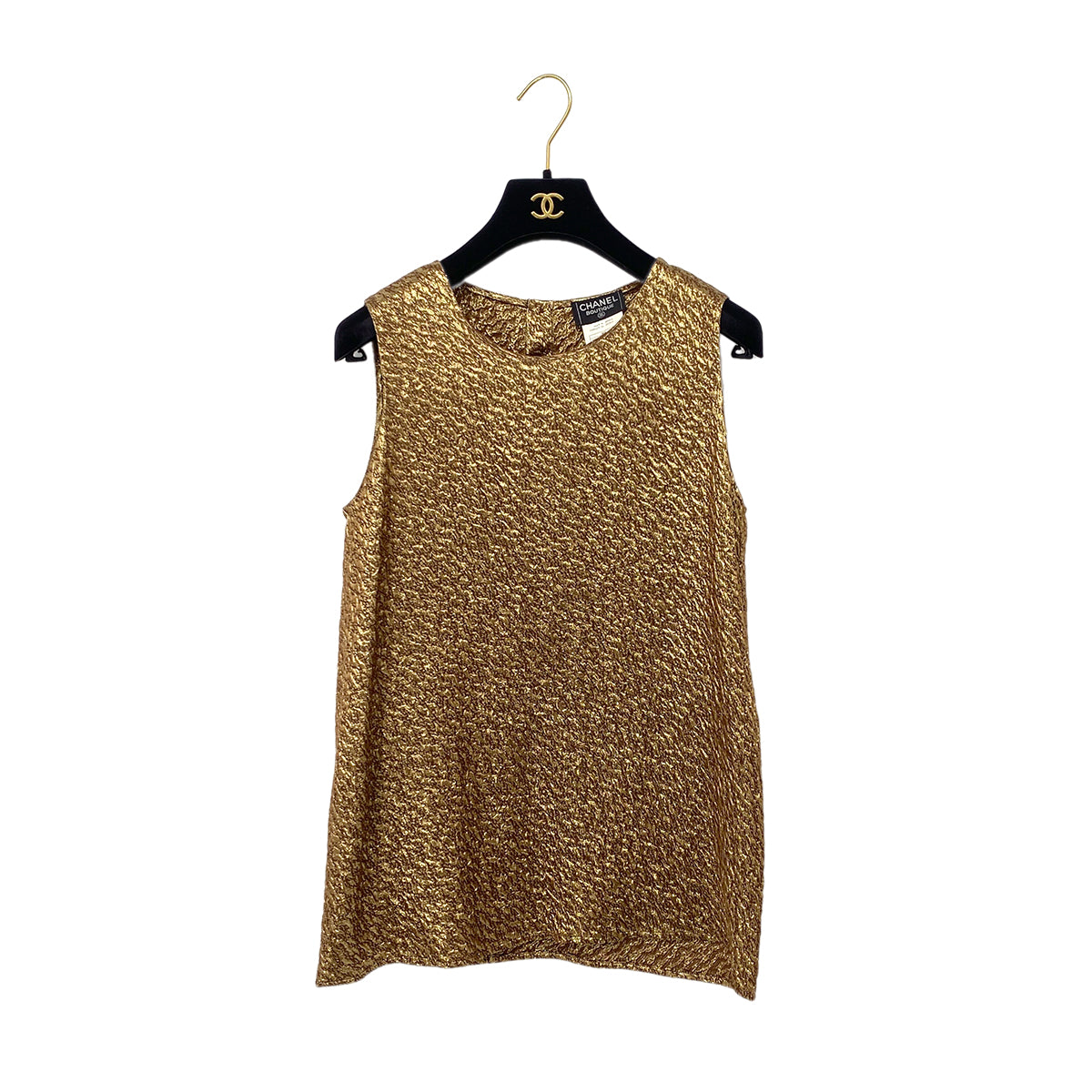 CHANEL VINTAGE JACKET TOPS SKIRT SET COCO BUTTON GOLD BEIGE WOOL 38 96A RTW 90283145