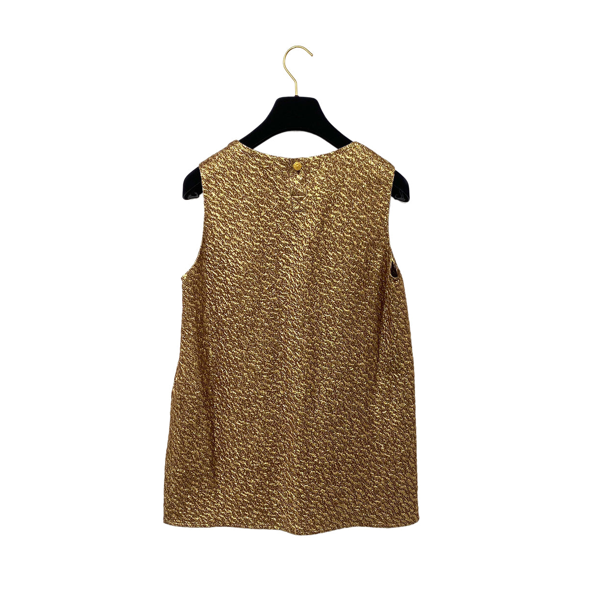 CHANEL VINTAGE JACKET TOPS SKIRT SET COCO BUTTON GOLD BEIGE WOOL 38 96A RTW 90283145