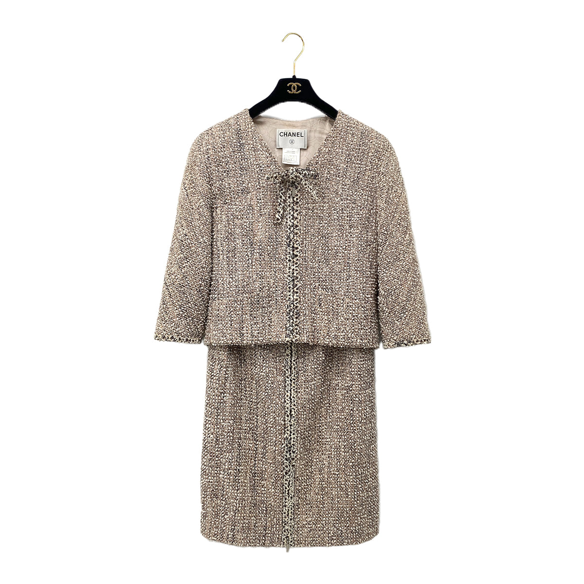 CHANEL VINTAGE JACKET SKIRT SET PINK TWEED 40 03P RTW 90283146