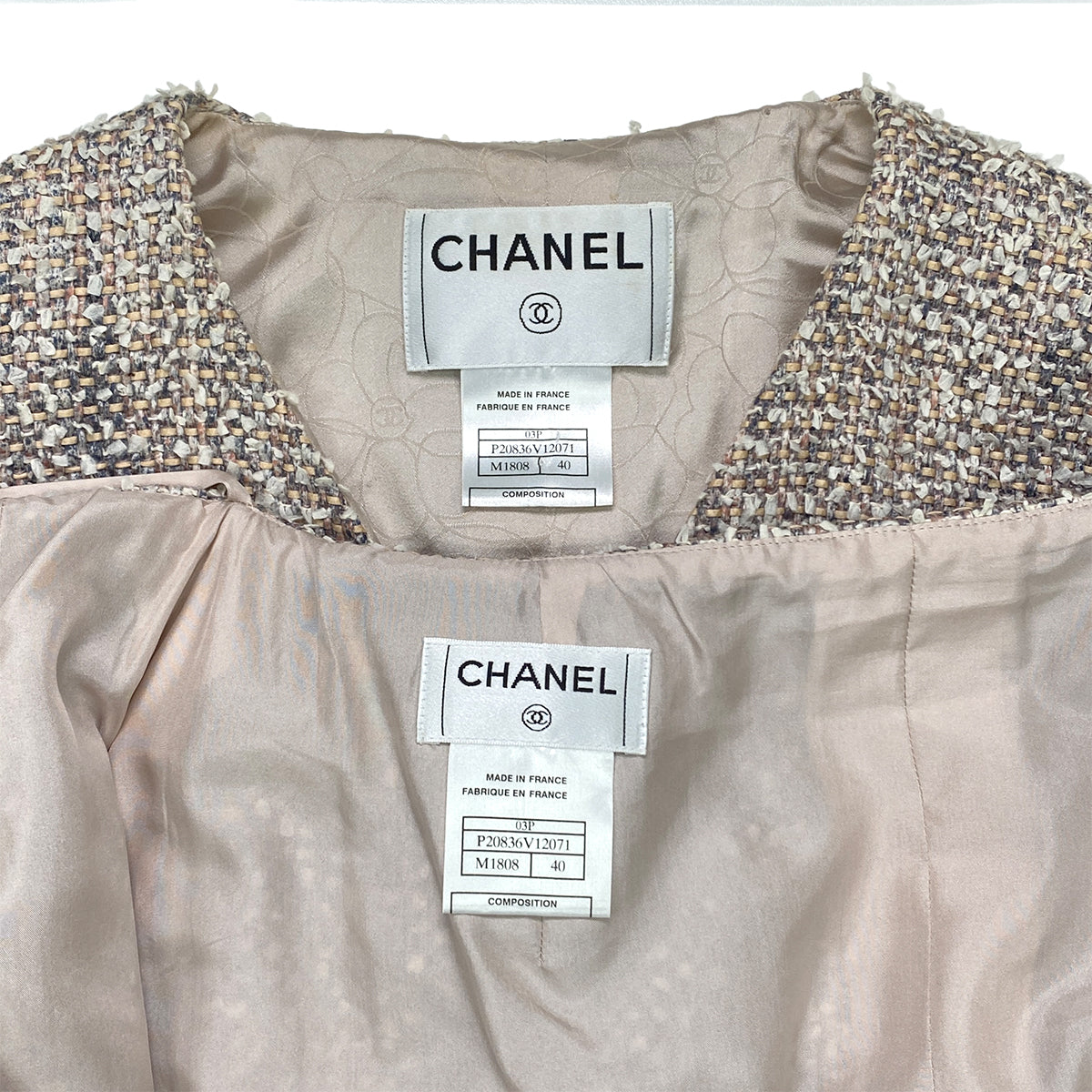 CHANEL VINTAGE JACKET SKIRT SET PINK TWEED 40 03P RTW 90283146