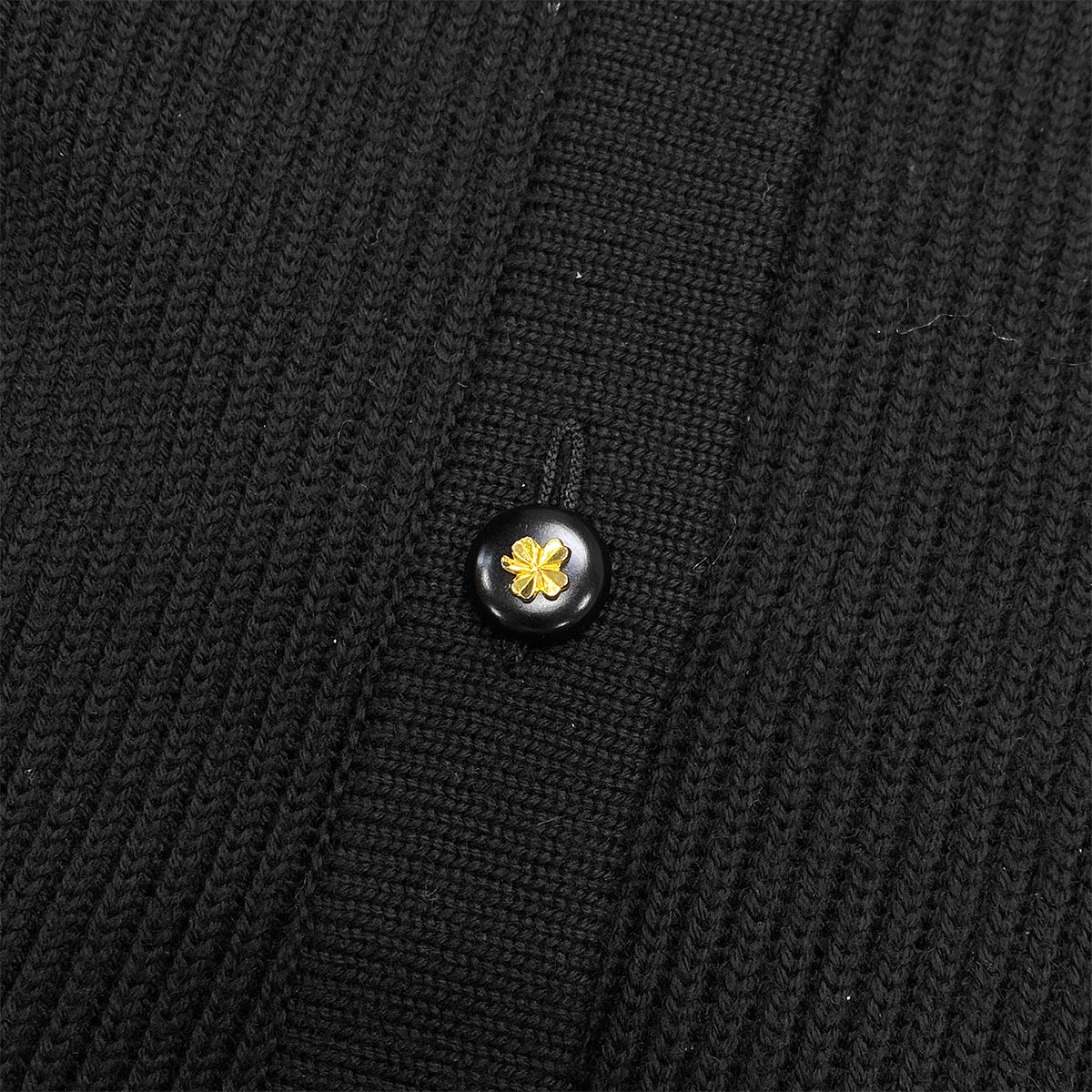 CHANEL VINTAGE KNIT TOPS SKIRT SET CLOVER BUTTON BLACK WOOL 38  RTW 90283151