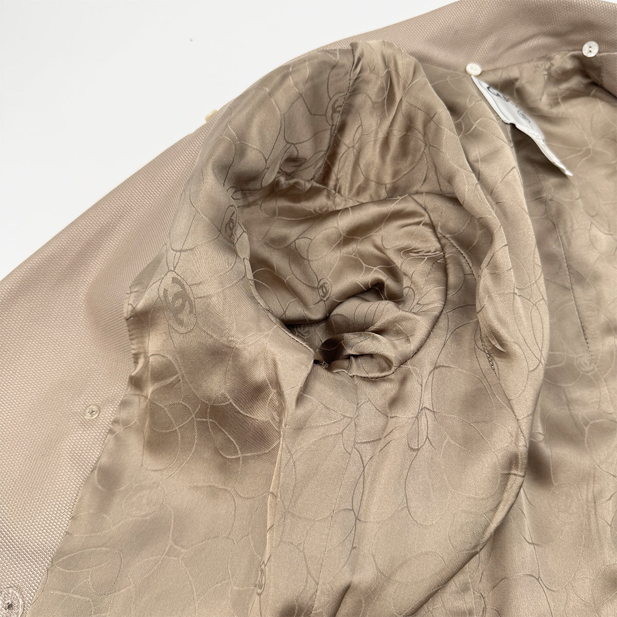 CHANEL VINTAGE COCO DOUBLEBUTTON JACKET BEIGE COTTON SILK 38 P20 RTW 90283152
