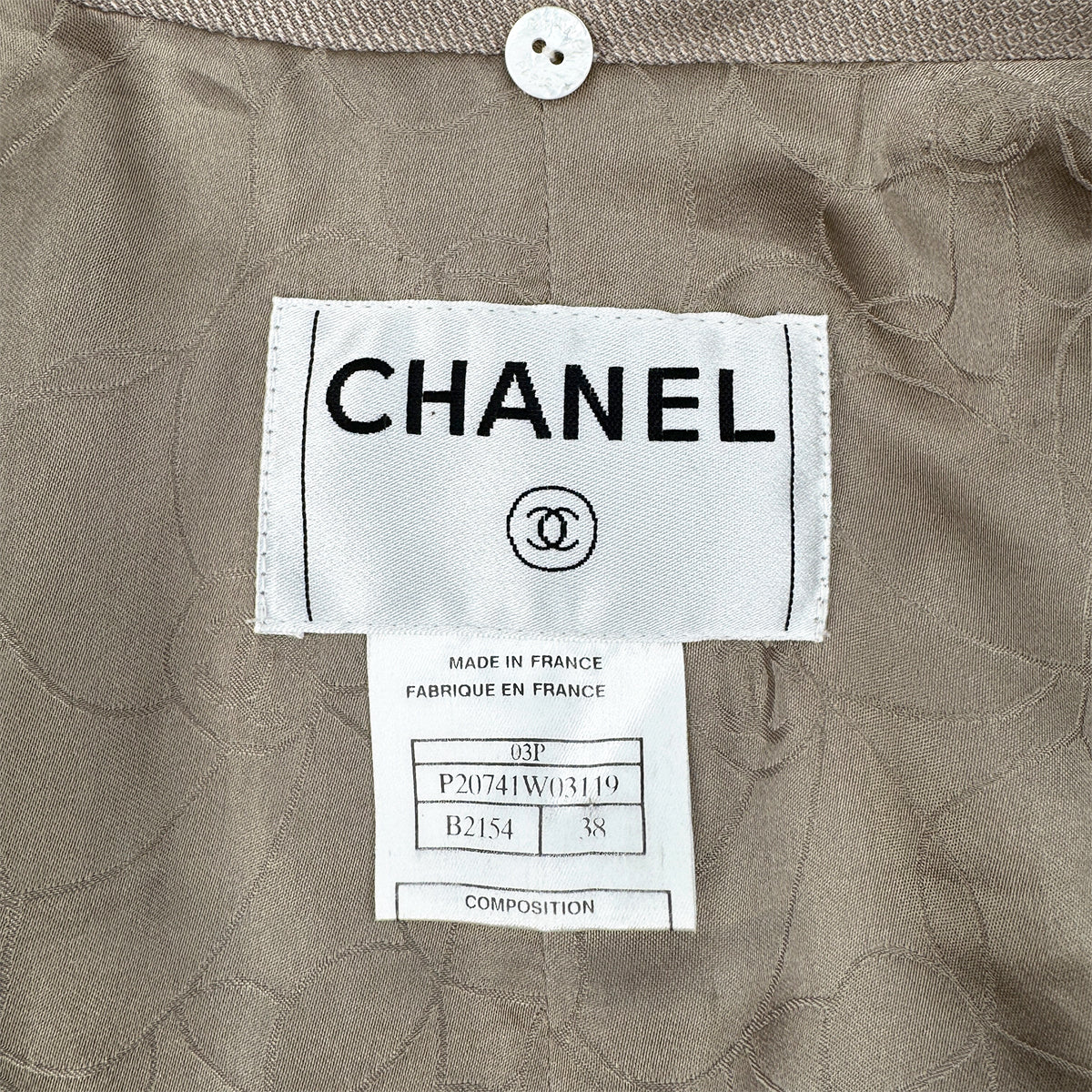 CHANEL VINTAGE COCO DOUBLEBUTTON JACKET BEIGE COTTON SILK 38 P20 RTW 90283152
