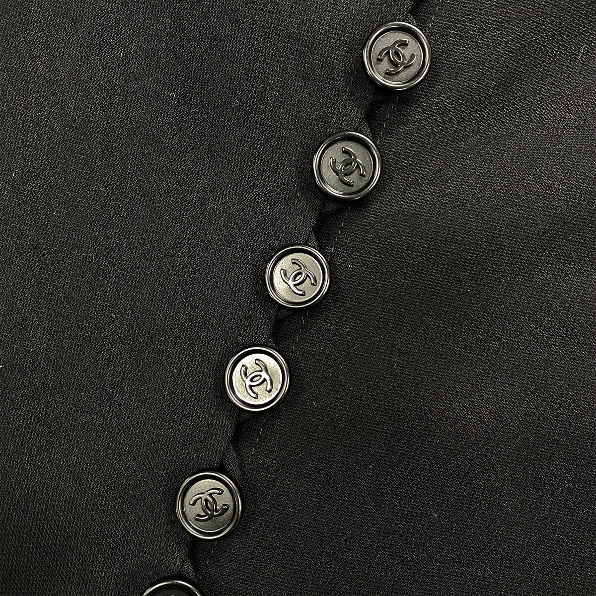 CHANEL VINTAGE COCO BUTTON DRESS BLACK WOOL 42 97P RTW 90283154