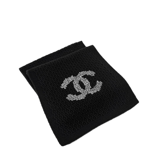 CHANEL COCOMARK CASHMERE SCARF BLACK ACCESSORY 90283156