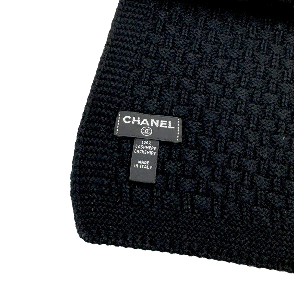 CHANEL COCOMARK CASHMERE SCARF BLACK ACCESSORY 90283156