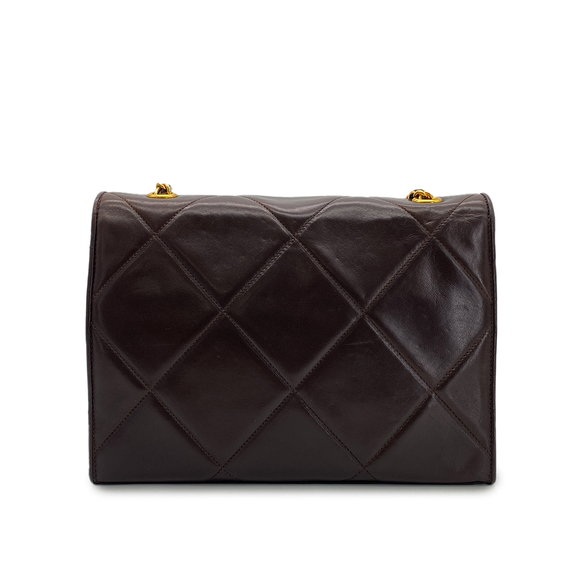 CHANEL VINTAGE MATELASSE CHAIN SHOULDER BAG BROWN LAMB SKIN 90283455