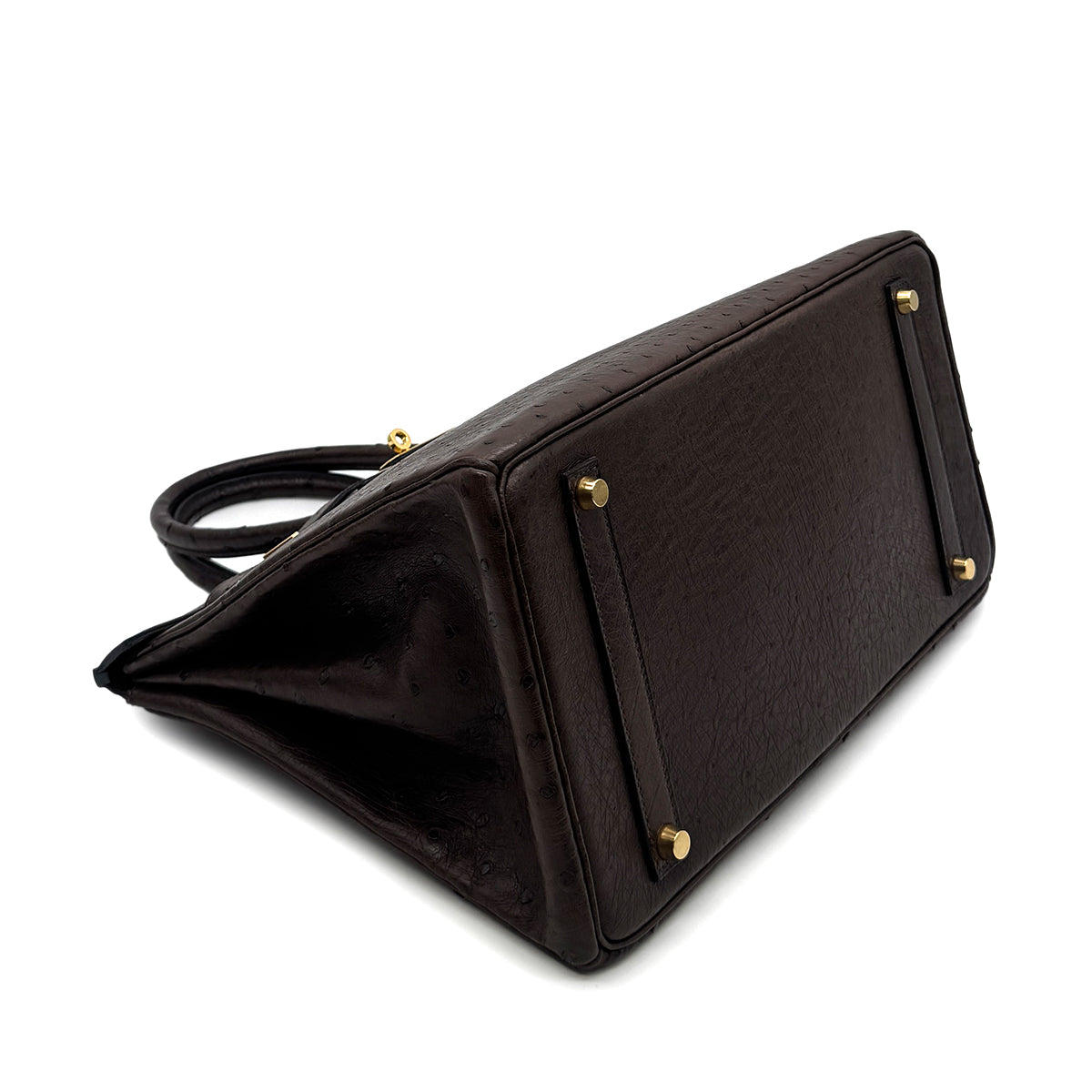 HERMES BIRKIN 35 CHOCOLAT OSTRICH HAND BAG □D GHW 90283465