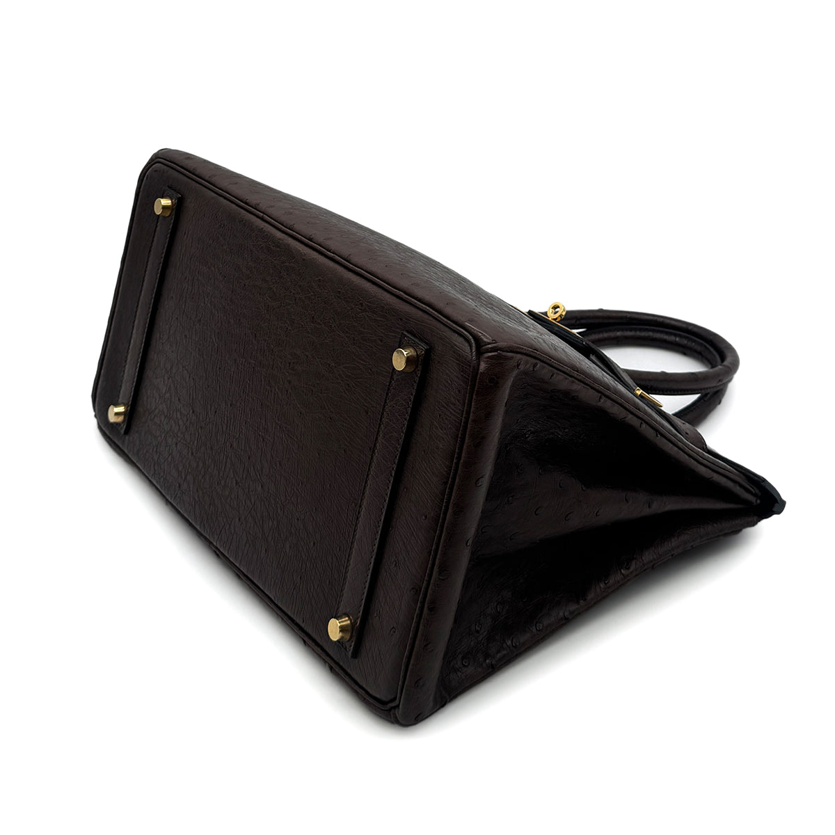 HERMES BIRKIN 35 CHOCOLAT OSTRICH HAND BAG □D GHW 90283465