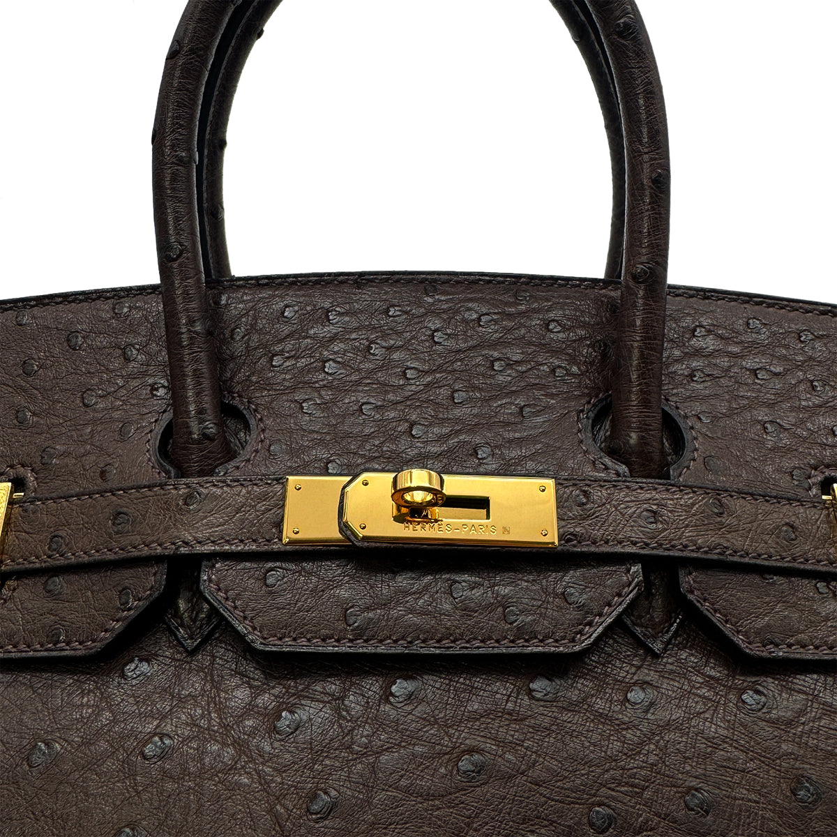 HERMES BIRKIN 35 CHOCOLAT OSTRICH HAND BAG □D GHW 90283465