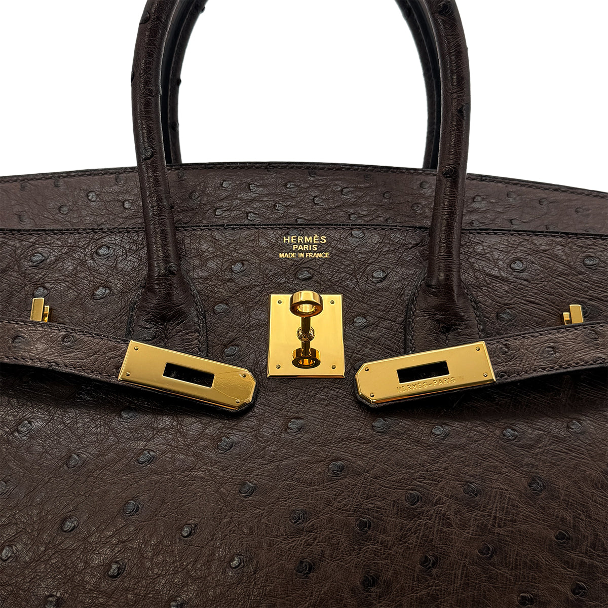 HERMES BIRKIN 35 CHOCOLAT OSTRICH HAND BAG □D GHW 90283465