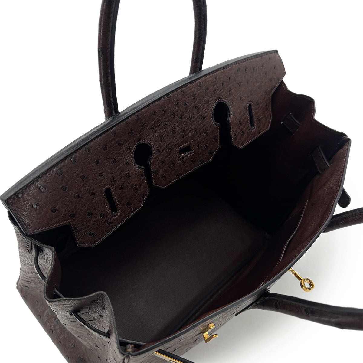 HERMES BIRKIN 35 CHOCOLAT OSTRICH HAND BAG □D GHW 90283465