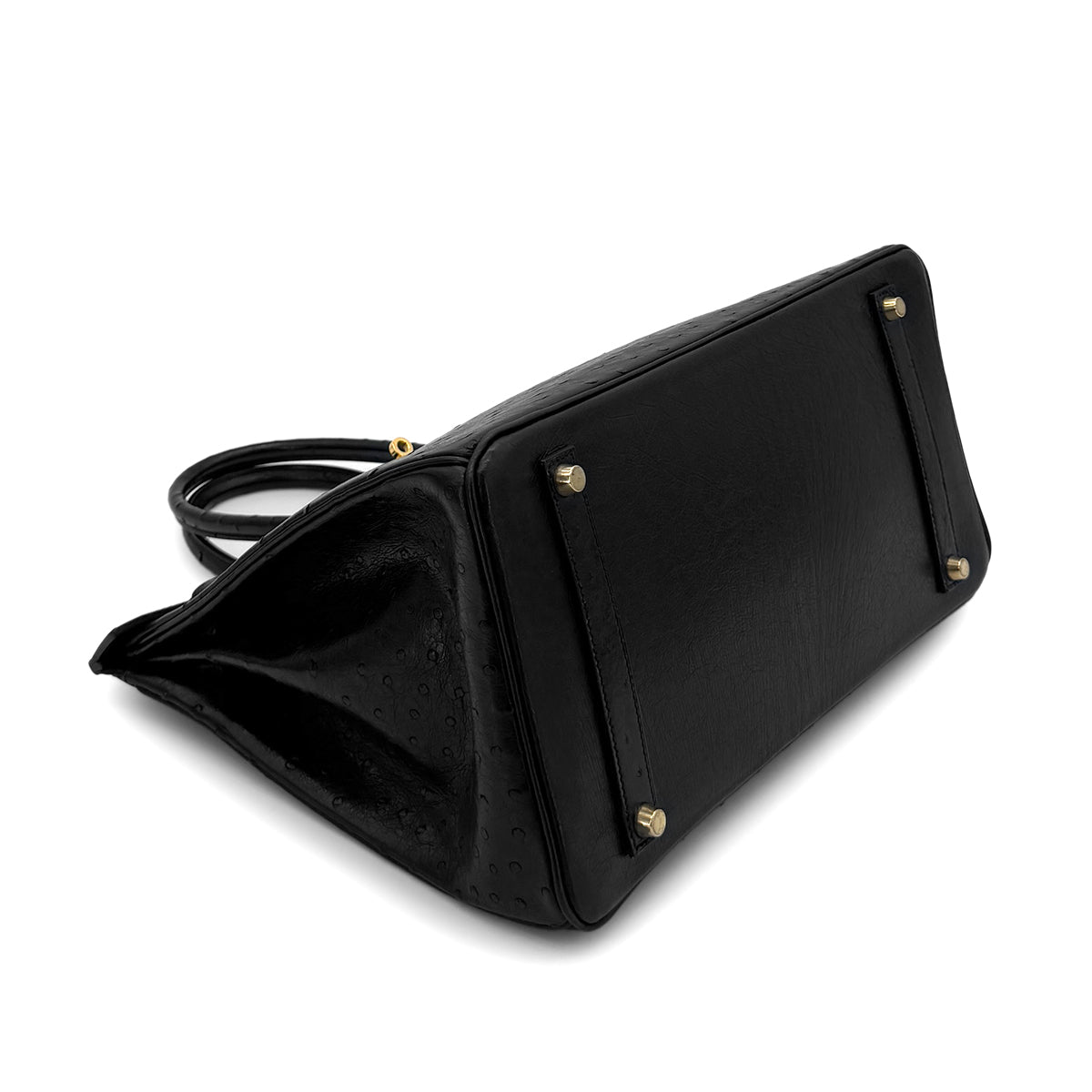 HERMES BIRKIN 35 BLACK OSTRICH HAND BAG □A GHW 90283466