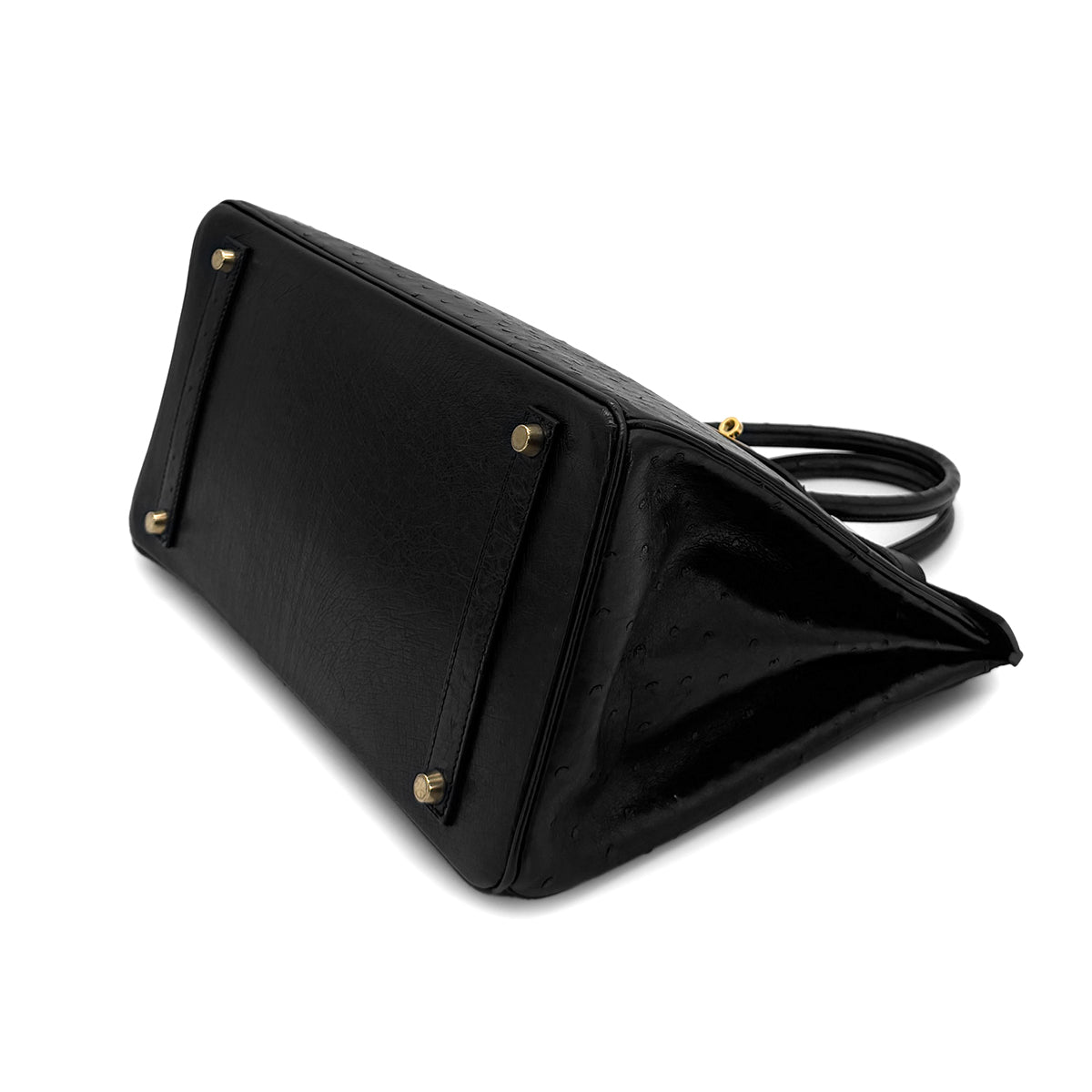 HERMES BIRKIN 35 BLACK OSTRICH HAND BAG □A GHW 90283466