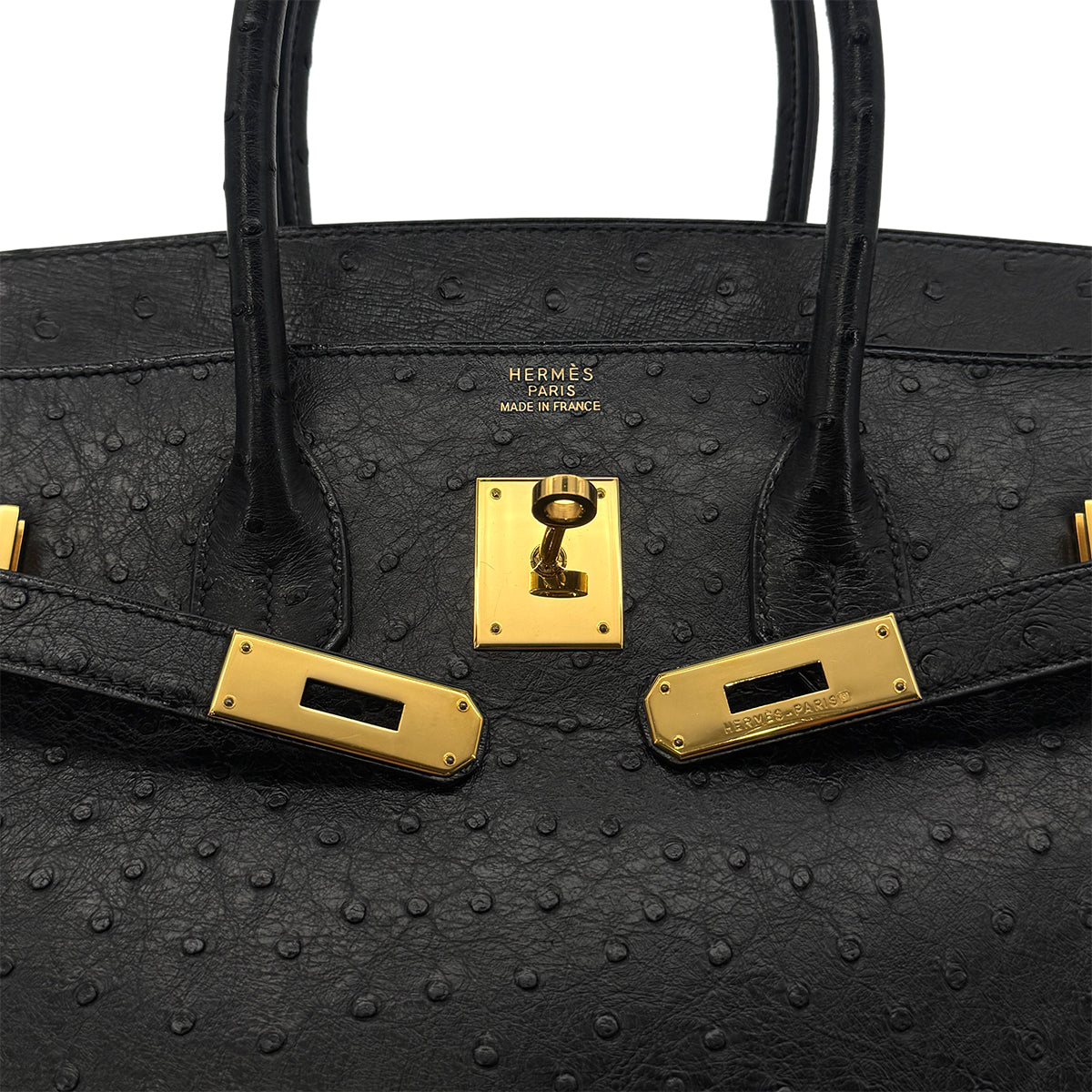 HERMES BIRKIN 35 BLACK OSTRICH HAND BAG □A GHW 90283466