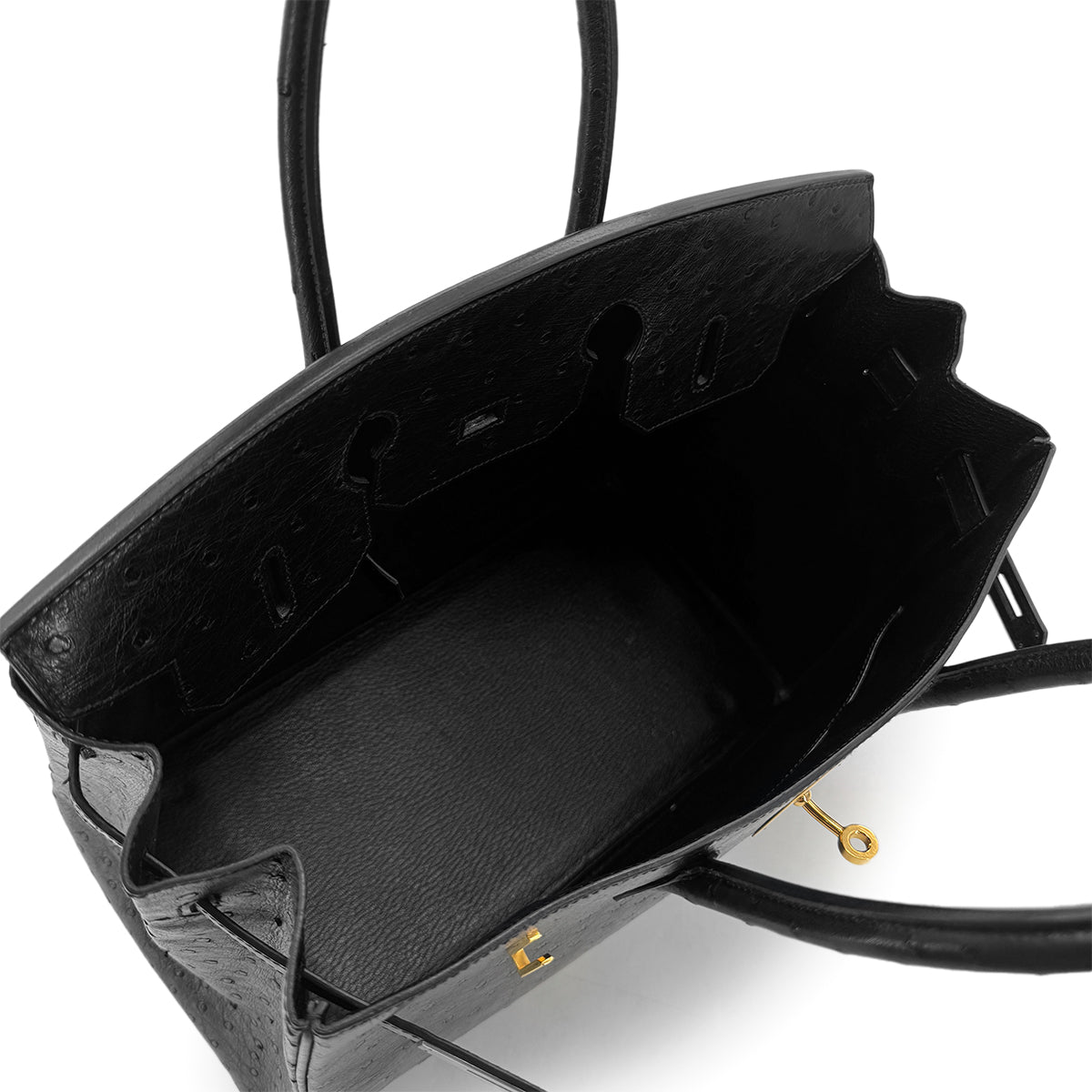HERMES BIRKIN 35 BLACK OSTRICH HAND BAG □A GHW 90283466