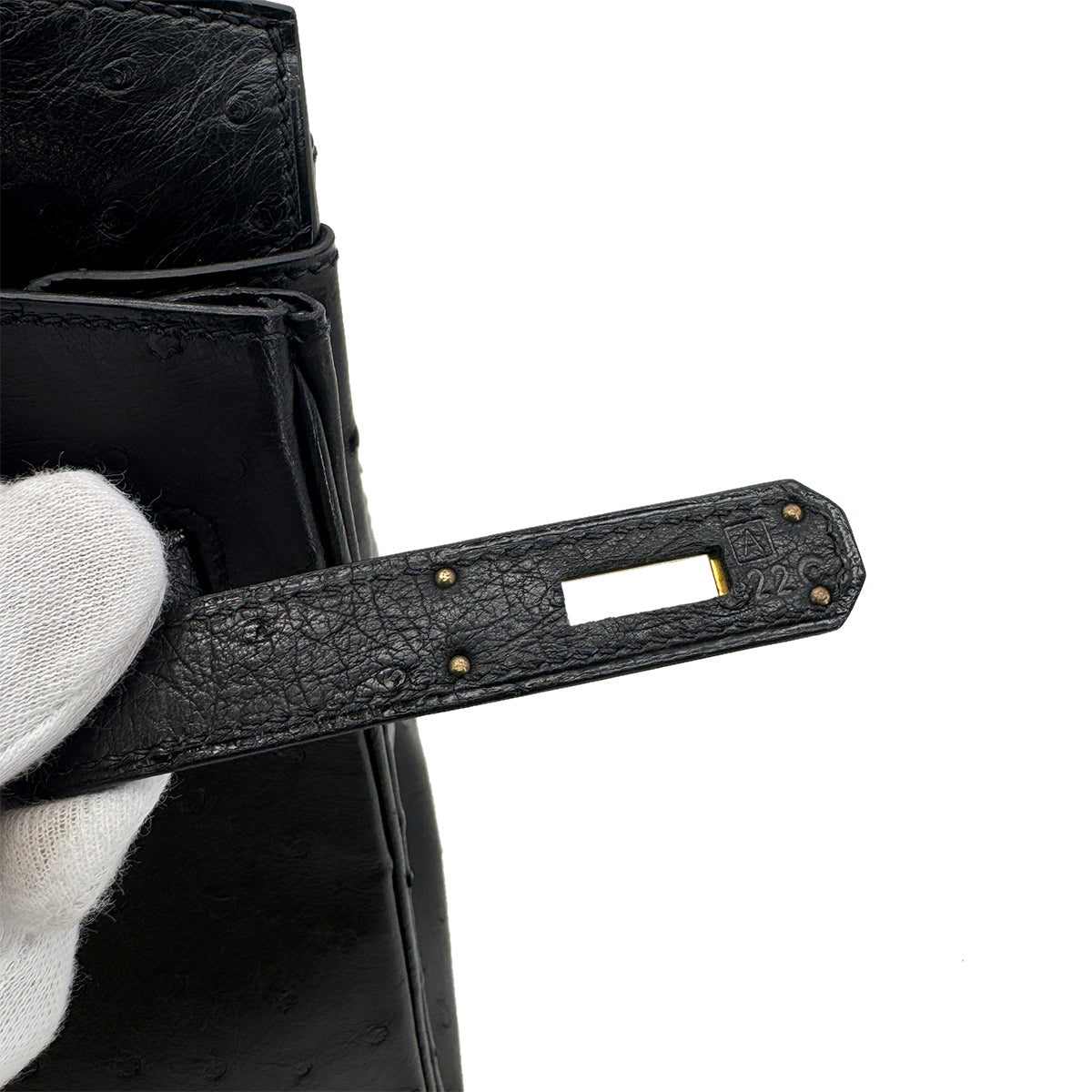 HERMES BIRKIN 35 BLACK OSTRICH HAND BAG □A GHW 90283466