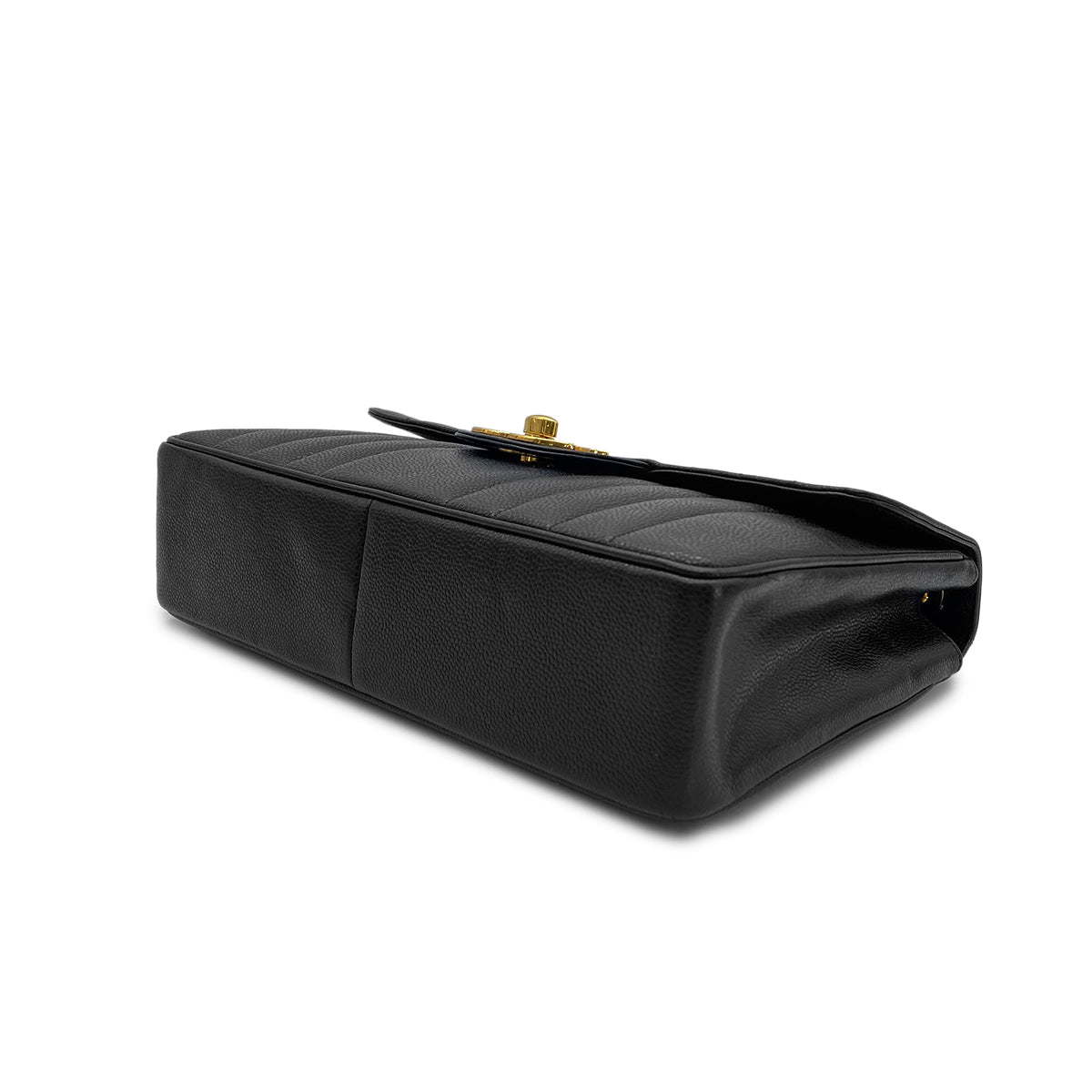 CHANEL VINTAGE MADEMOISELLE CHAIN SHOULDER BAG BLACK CAVIAR SKIN 90283467