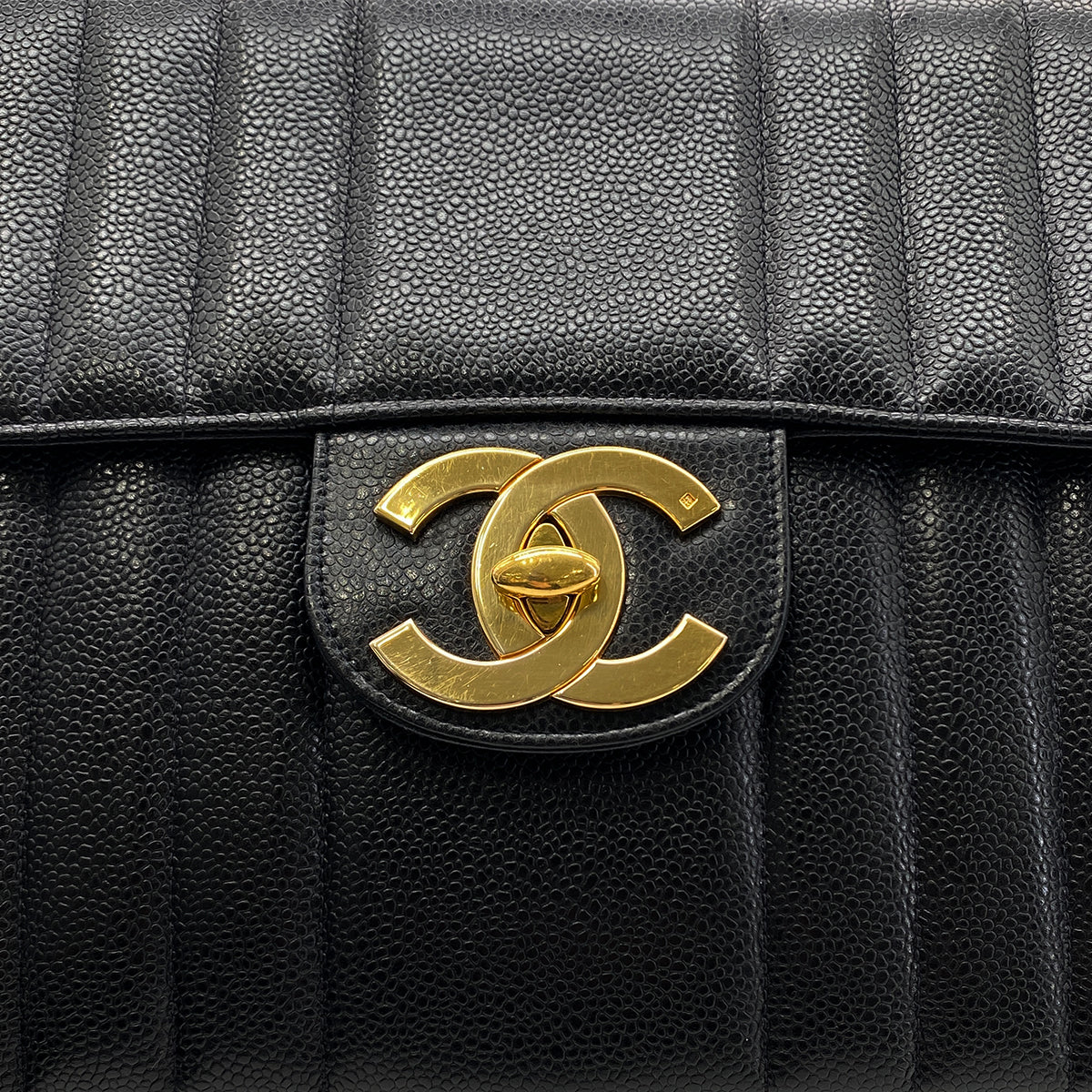 CHANEL VINTAGE MADEMOISELLE CHAIN SHOULDER BAG BLACK CAVIAR SKIN 90283467
