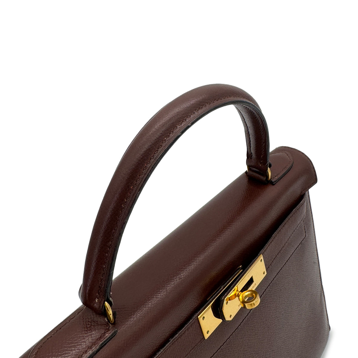 HERMES KELLY 28 SELLIER HAVANA COUCHEVEL HAND SHOULDER BAG 〇P GHW 90283468