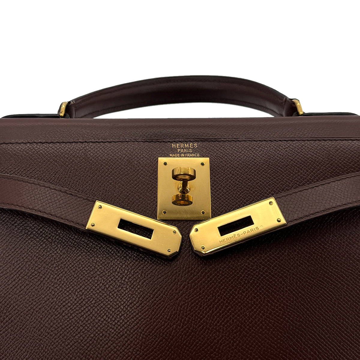 HERMES KELLY 28 SELLIER HAVANA COUCHEVEL HAND SHOULDER BAG 〇P GHW 90283468