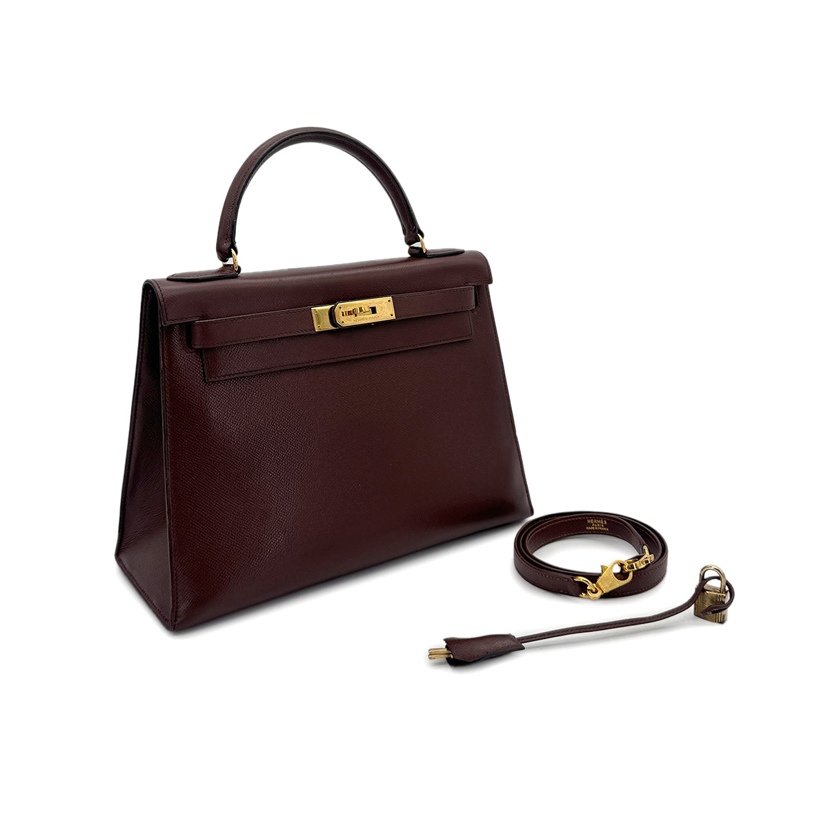 HERMES KELLY 28 SELLIER HAVANA COUCHEVEL HAND SHOULDER BAG 〇P GHW 90283468