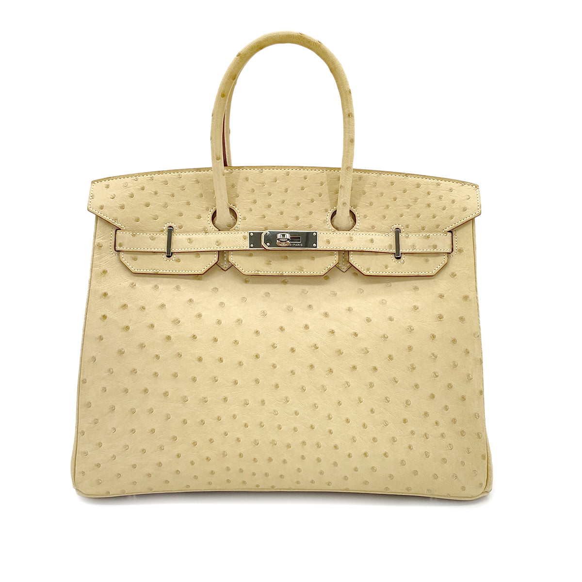 HERMES BIRKIN 35 PARCHEMIN OSTRICH HAND BAG □P SHW 90283469