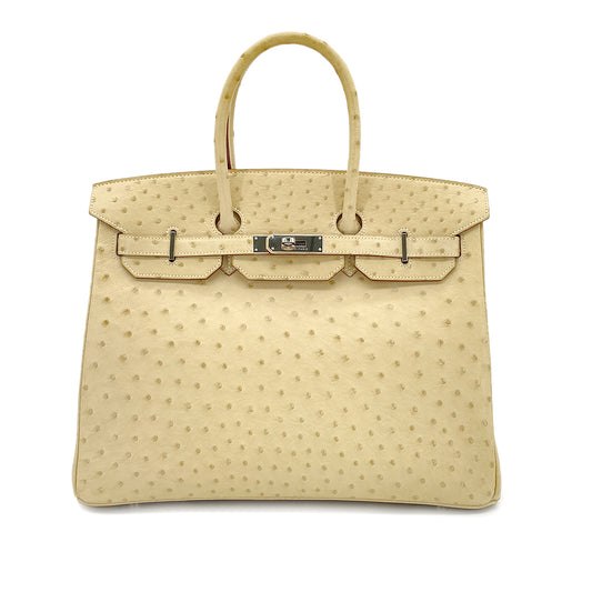 HERMES BIRKIN 35 PARCHEMIN OSTRICH HAND BAG □P SHW 90283469