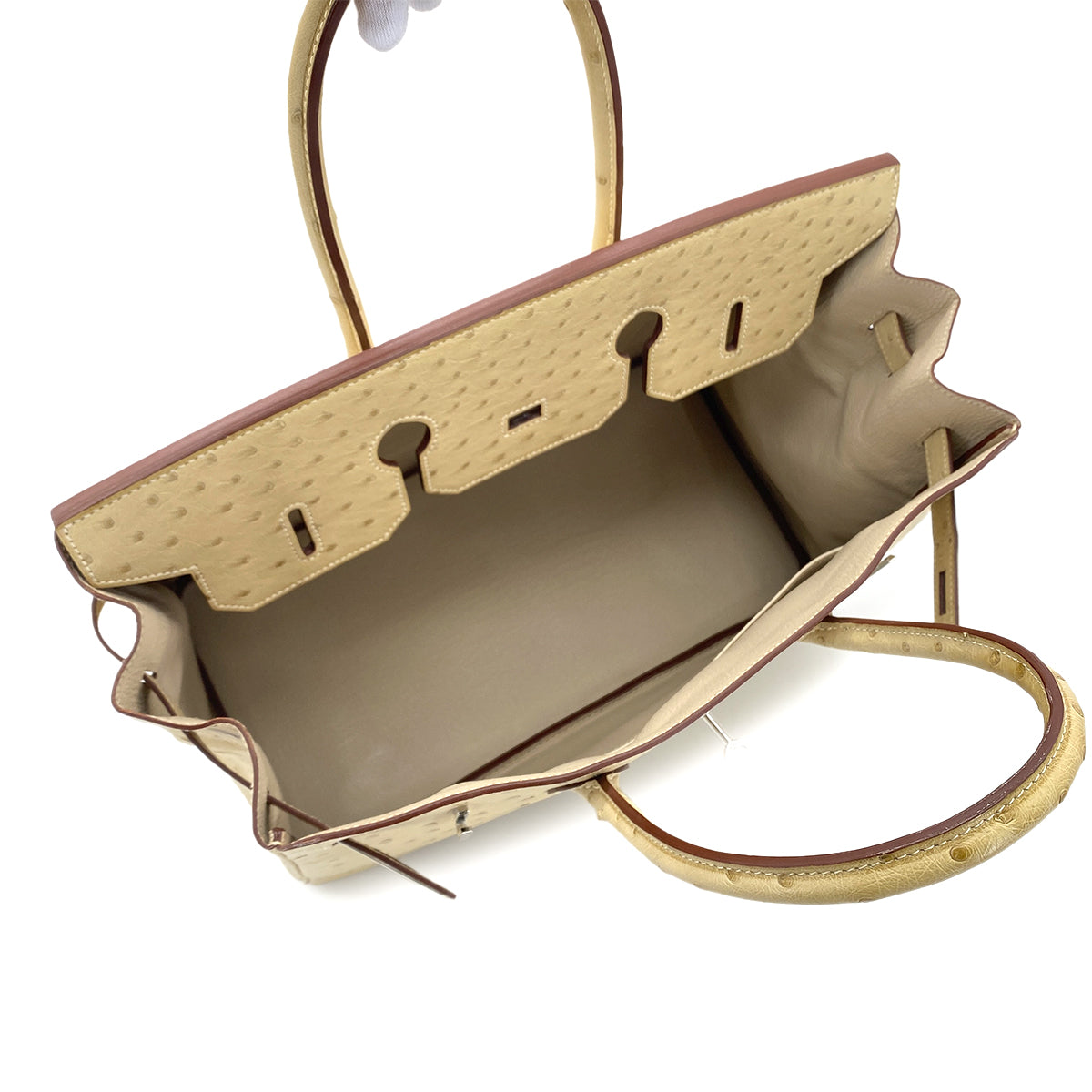 HERMES BIRKIN 35 PARCHEMIN OSTRICH HAND BAG □P SHW 90283469
