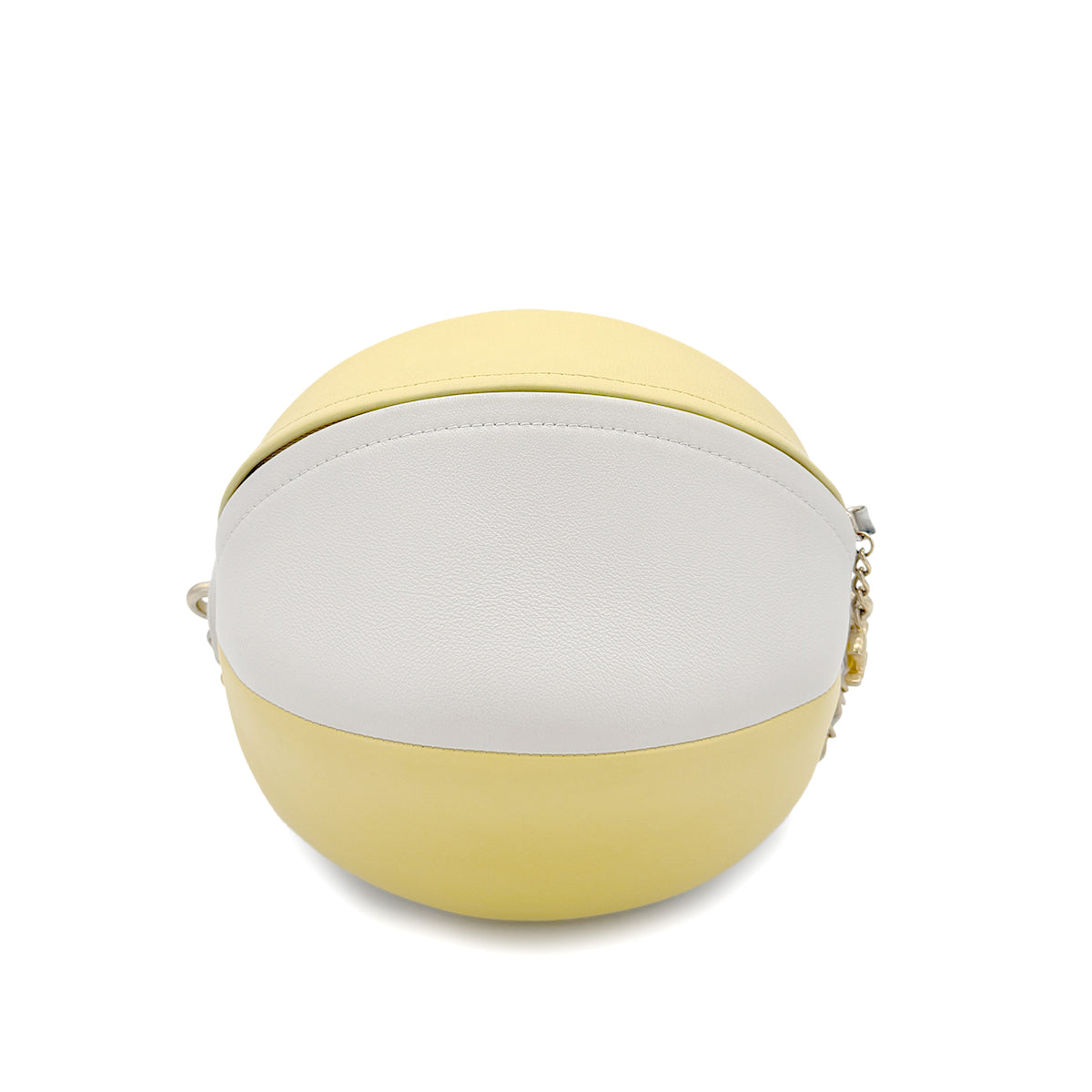 CHANEL BEACH COLLECTION 19SS BEACH BALL  CHAIN SHOULDER BAG YELLOW WHITE LEATHER 90283470