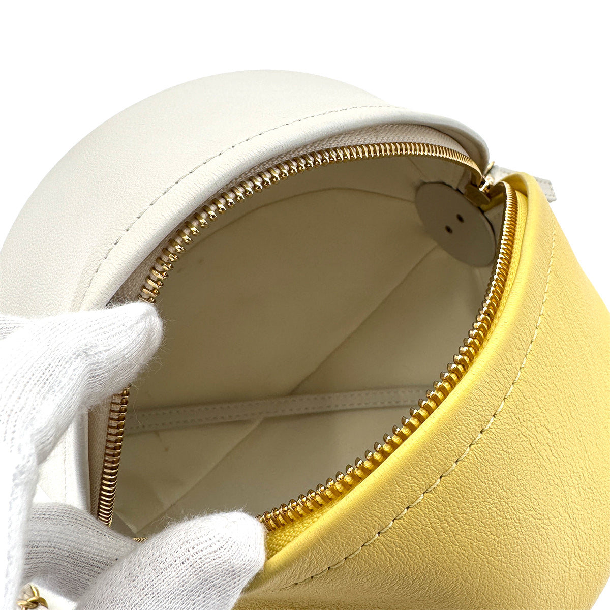 CHANEL BEACH COLLECTION 19SS BEACH BALL  CHAIN SHOULDER BAG YELLOW WHITE LEATHER 90283470